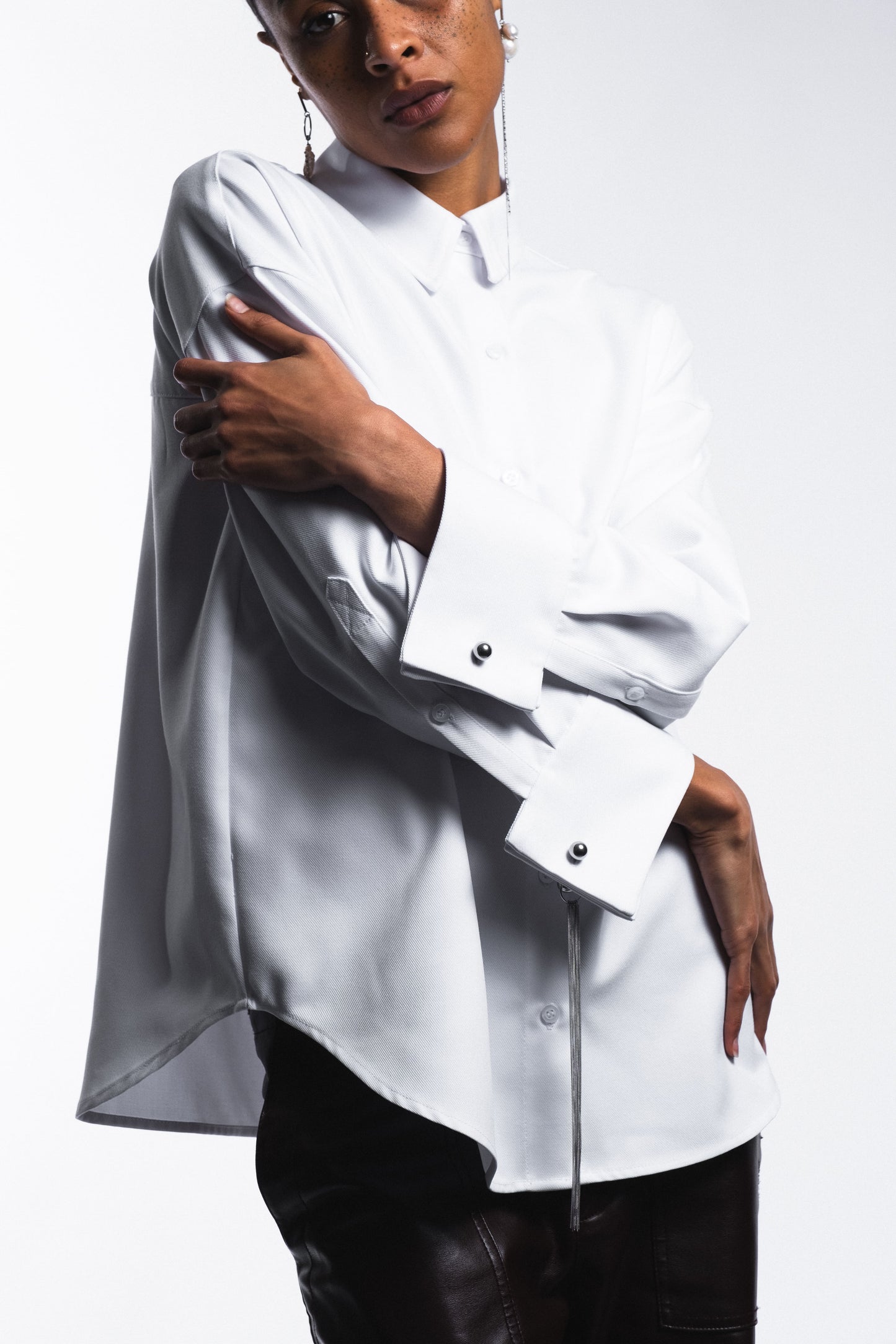 SHIRT WITH CUFFLINK - "LA COQUETA" WHITE