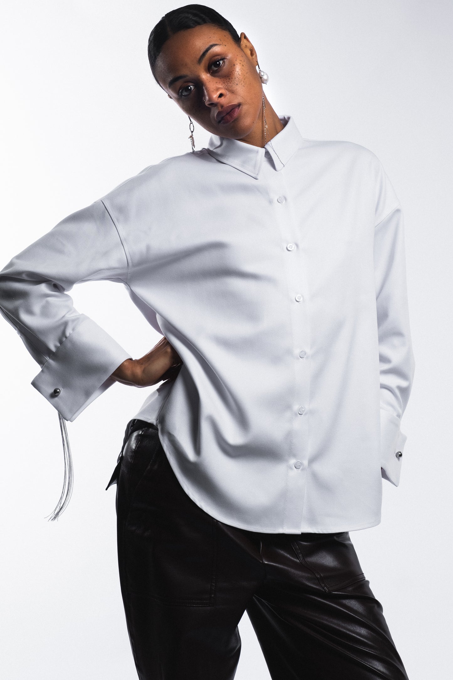 SHIRT WITH CUFFLINK - "LA COQUETA" WHITE