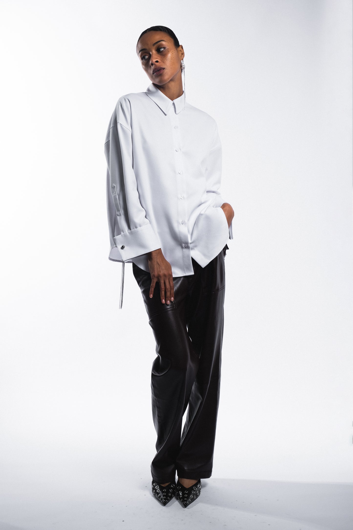 SHIRT WITH CUFFLINK - "LA COQUETA" WHITE