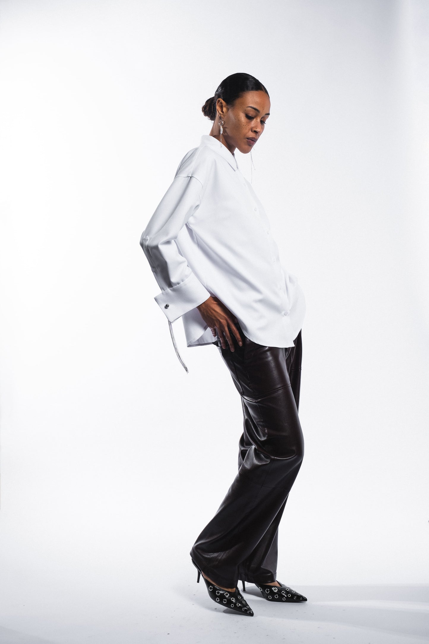 SHIRT WITH CUFFLINK - "LA COQUETA" WHITE