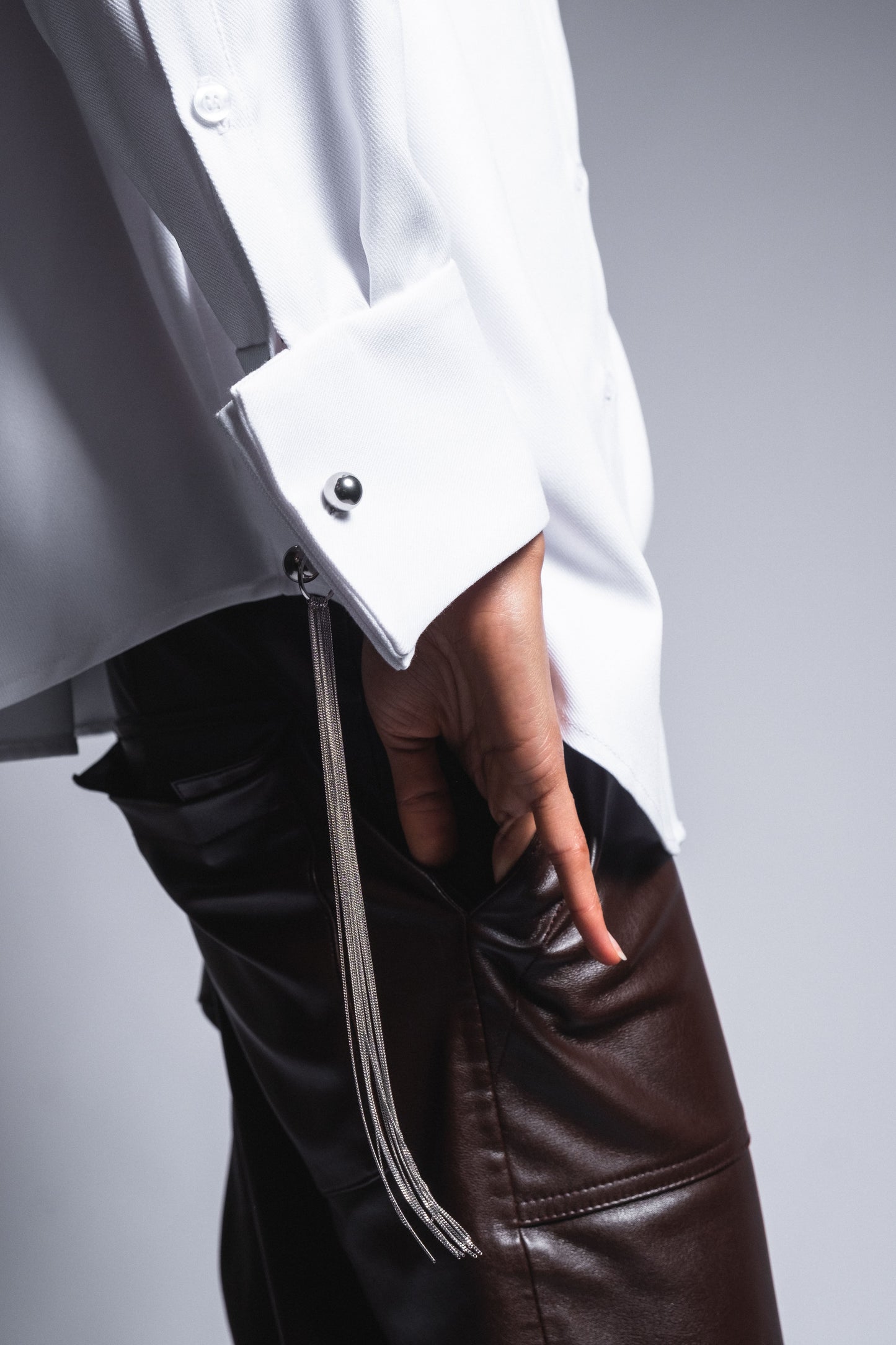SHIRT WITH CUFFLINK - "LA COQUETA" WHITE