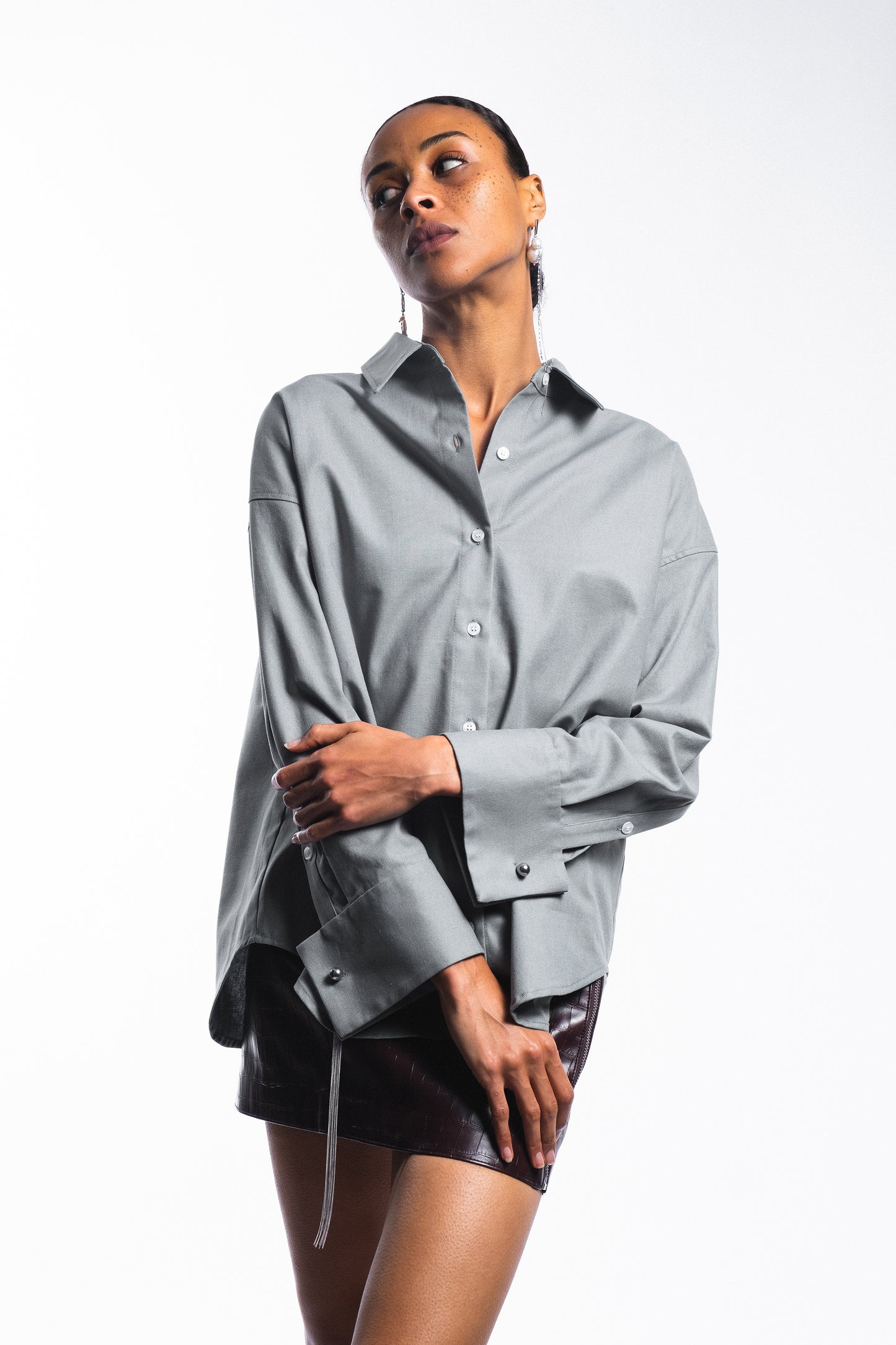 SHIRT WITH CUFFLINK - "LA COQUETA" SAGE