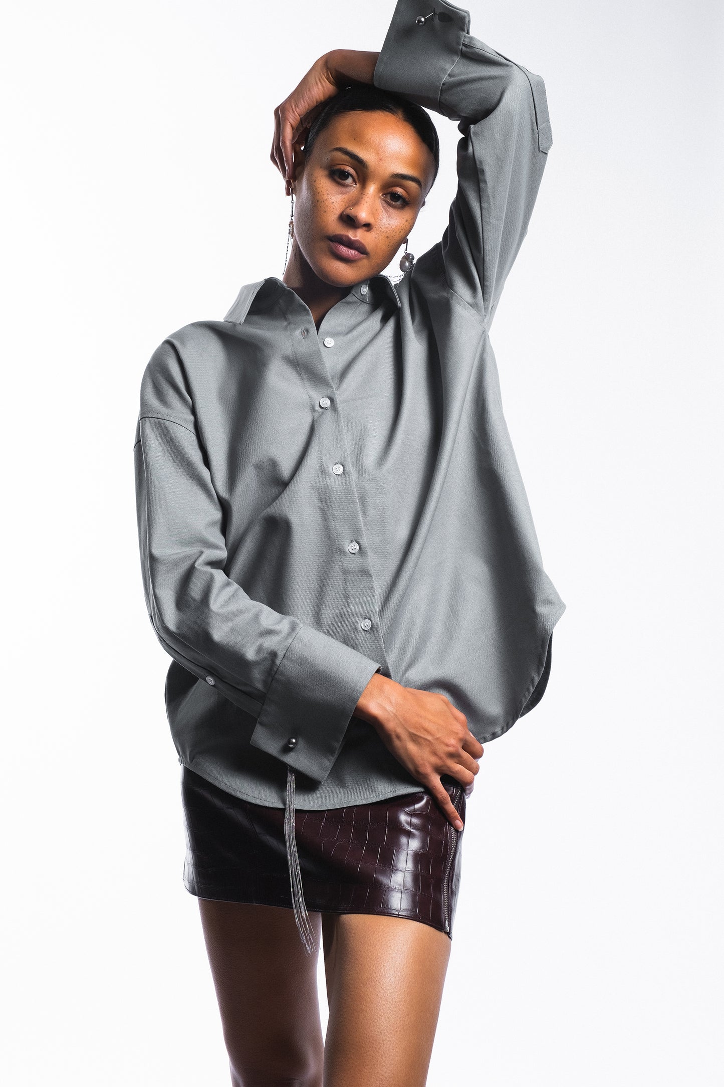 SHIRT WITH CUFFLINK - "LA COQUETA" SAGE