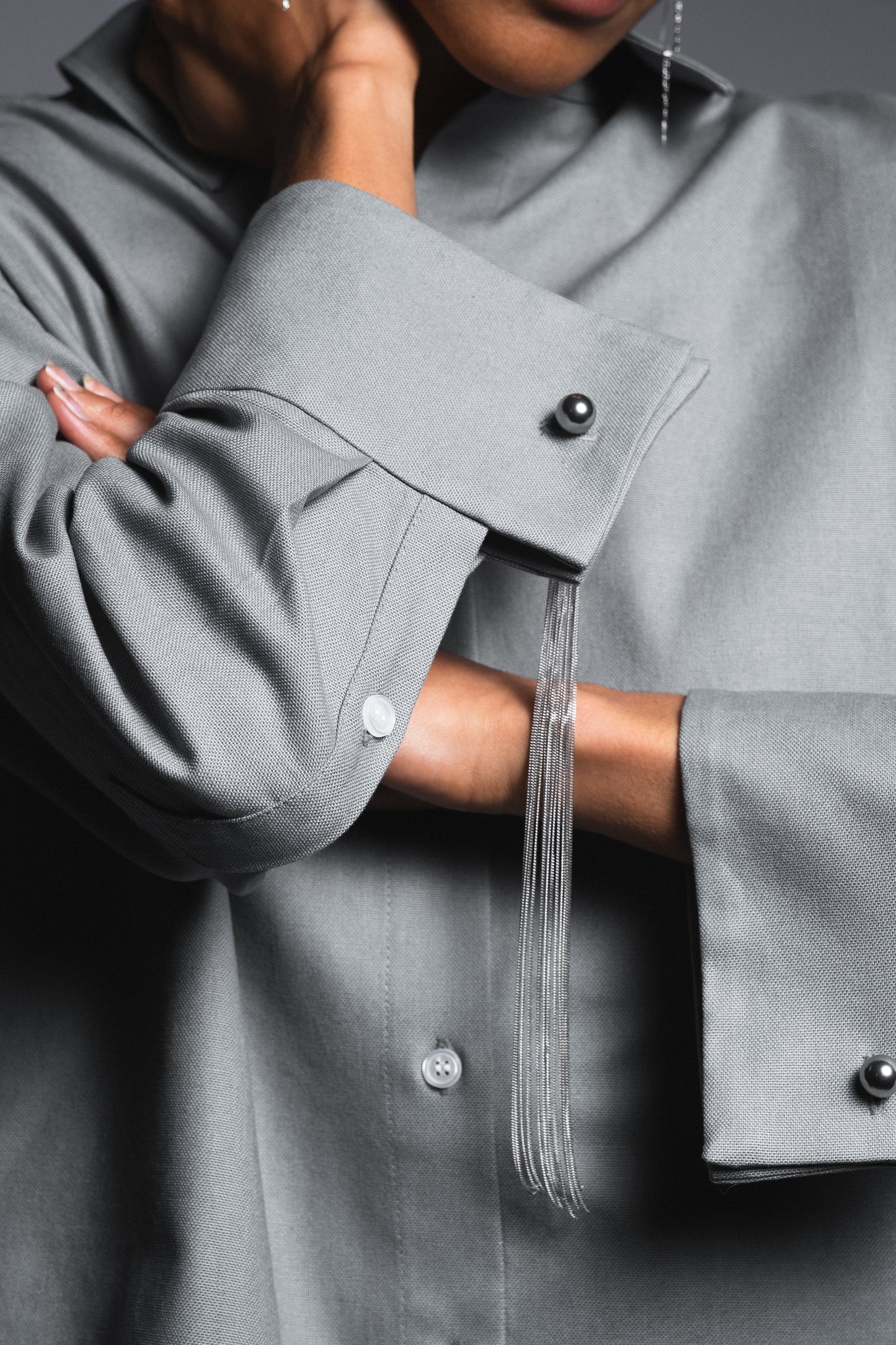 SHIRT WITH CUFFLINK - "LA COQUETA" SAGE