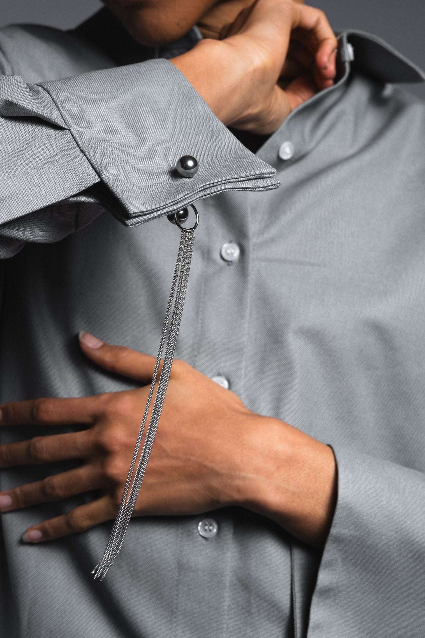 SHIRT WITH CUFFLINK - "LA COQUETA" SAGE
