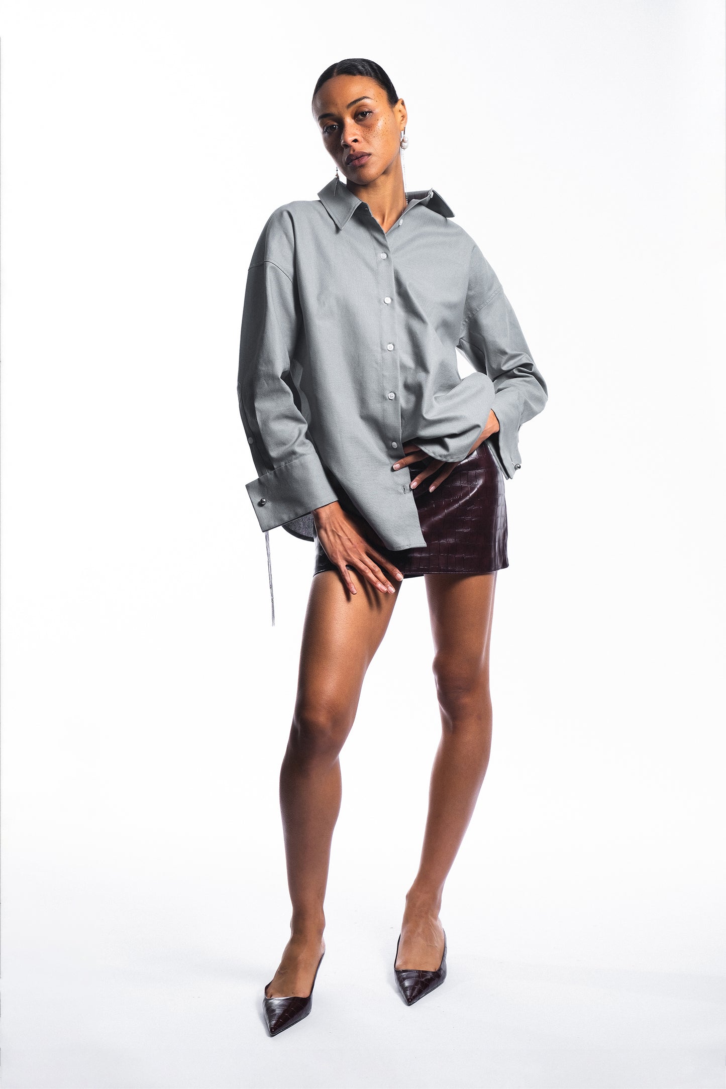 SHIRT WITH CUFFLINK - "LA COQUETA" SAGE
