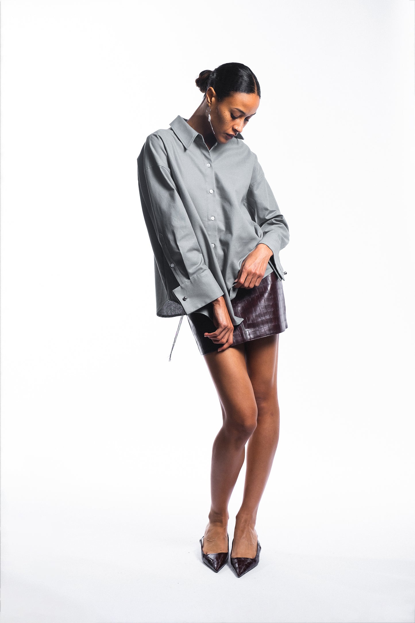 SHIRT WITH CUFFLINK - "LA COQUETA" SAGE