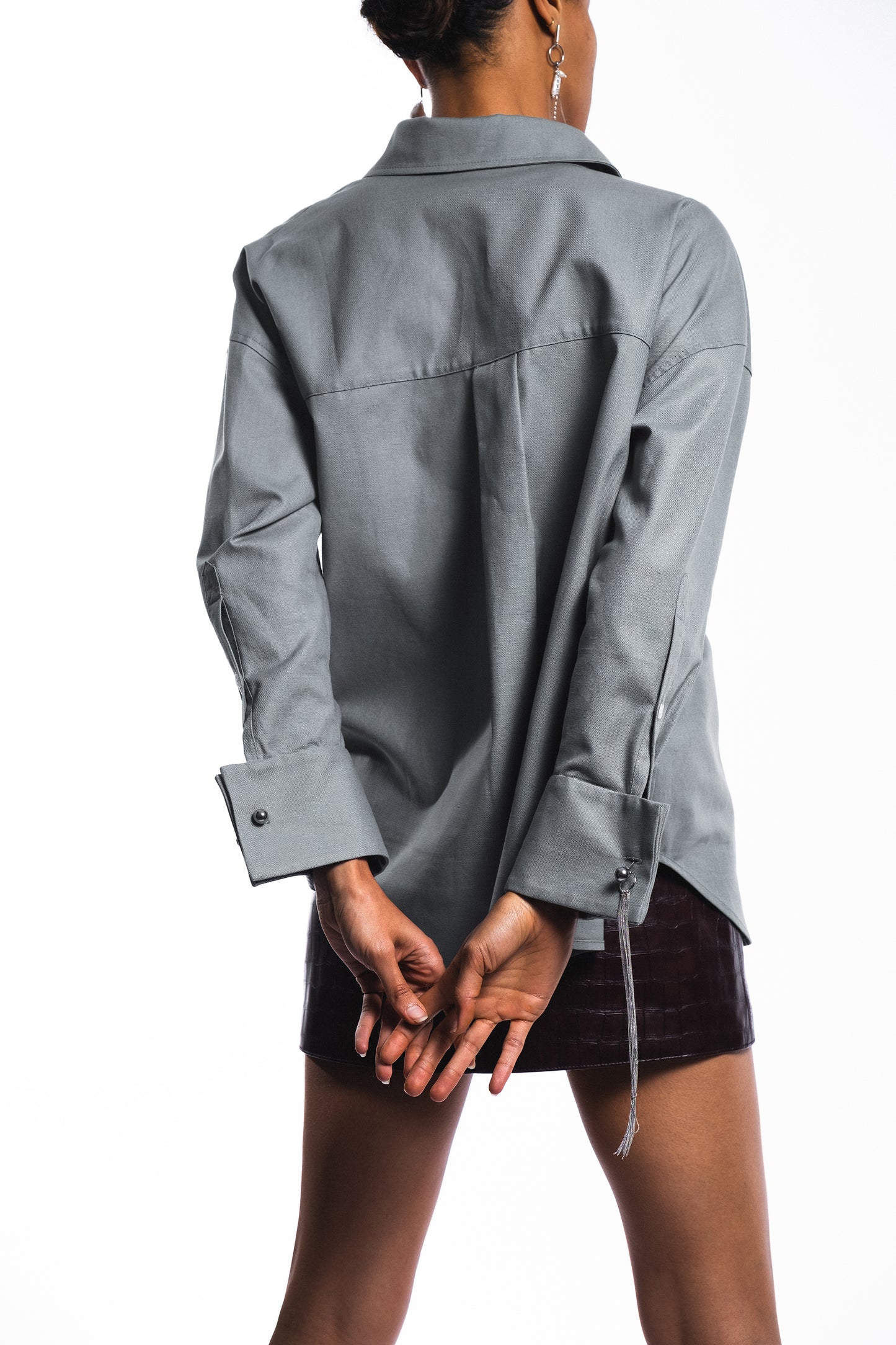 SHIRT WITH CUFFLINK - "LA COQUETA" SAGE